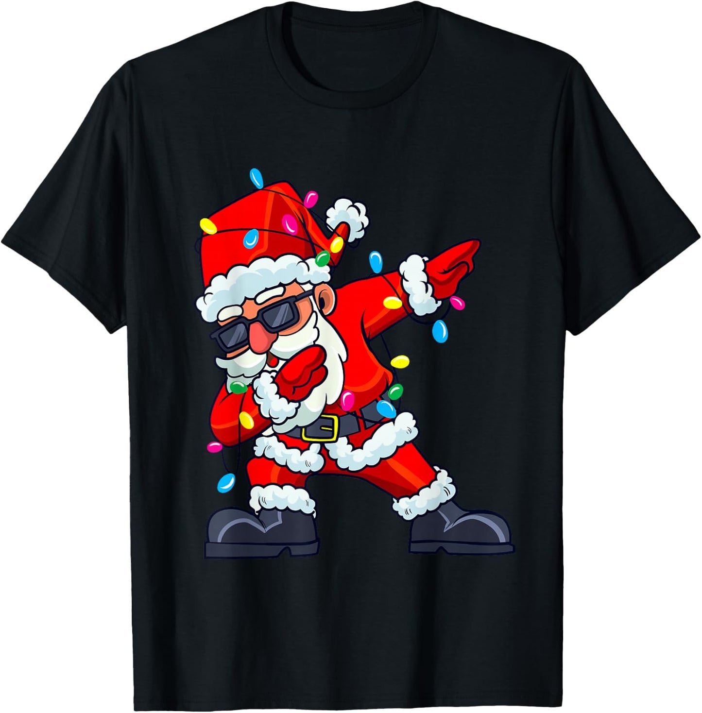 Dabbing Santa Claus Christmas Tree Lights Boys Kids Dab Xmas T-Shirt - T-Shirt | Black