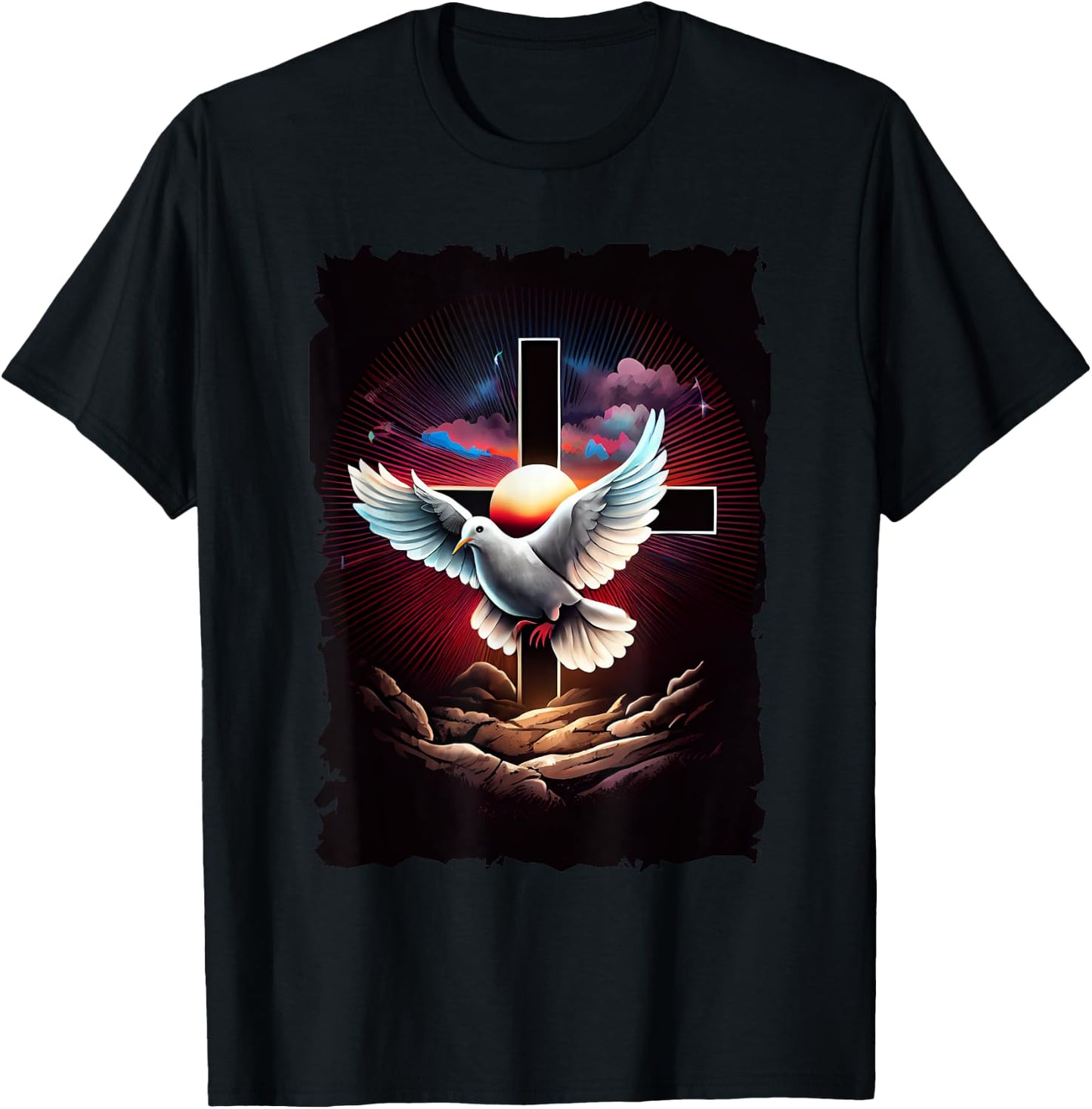 Christian Dove Cross retro 70s vintage T-Shirt - T-Shirt | Black