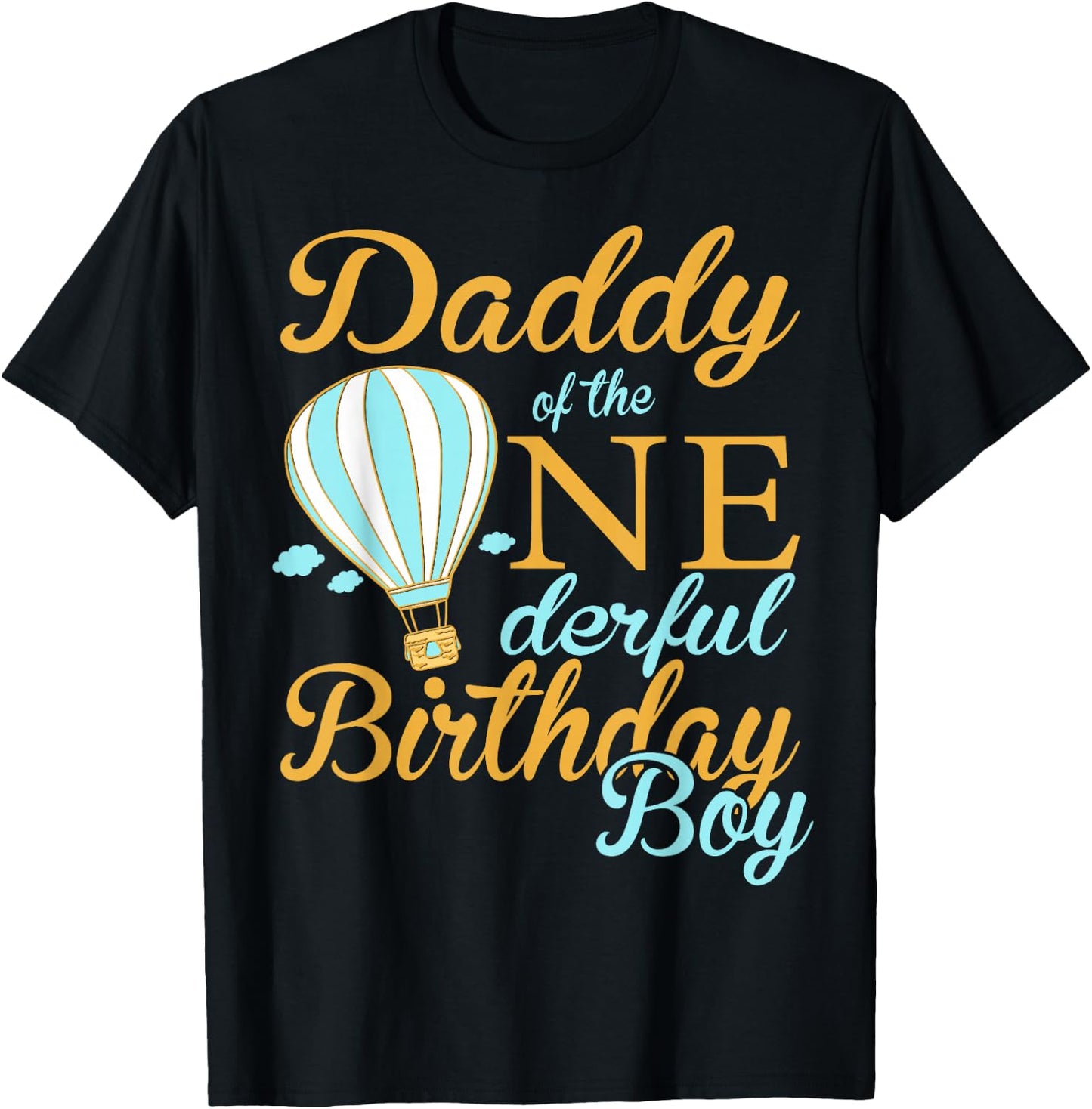 Hot Air Balloon Themed Birthday 1st Birthday Boys Daddy T-Shirt - T-Shirt | Black