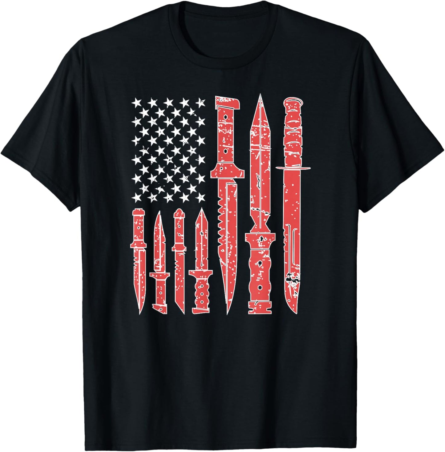 Knife Collecting For Proud Knives Collector US Flag Knife Lover Knife Enthusiast T-Shirt - T-Shirt | Black