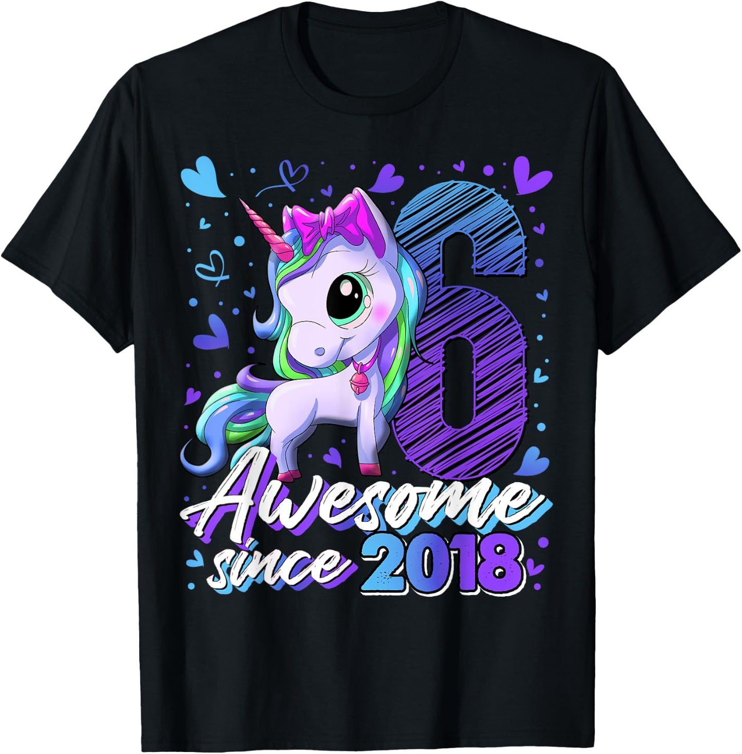 6 Years Old Flossing Unicorn Gifts 6th Birthday Girl Party T-Shirt - T-Shirt | Black