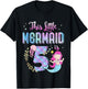 5th Birthday This Mermaid Is 5 Years Old Gift Kids Girls T-Shirt - T-Shirt | Black