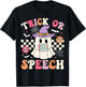 Trick or Speech Retro SLP Halloween Speech Therapy Halloween T-Shirt - T-Shirt | Black