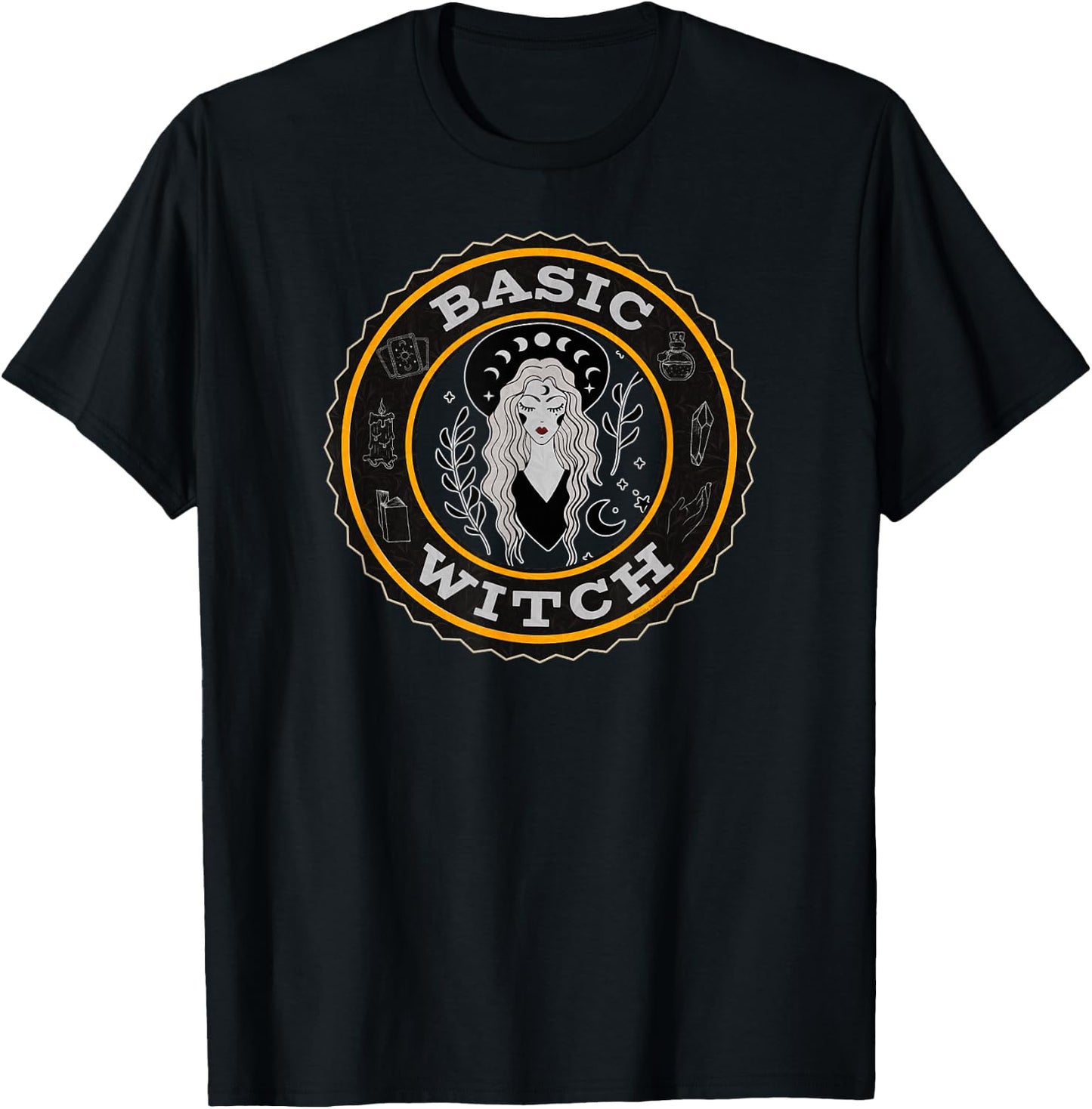 Pretty Halloween Basic Witch with Witchy Things Halloween T-Shirt - T-Shirt | Black