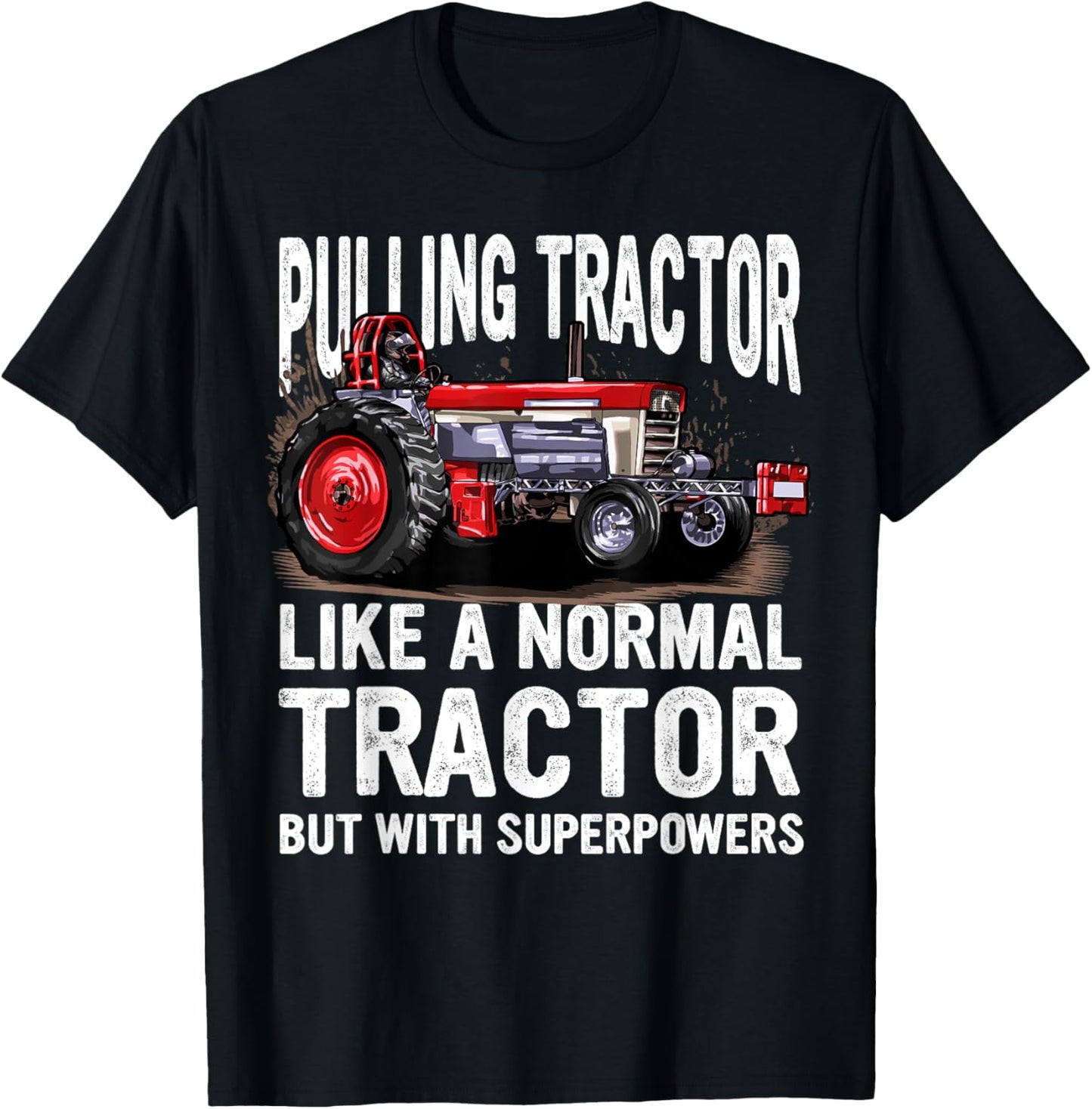 Passion Tractorpulling Men's Black Tractor Pulling Superpower Fun T-Shirt - T-Shirt | Black