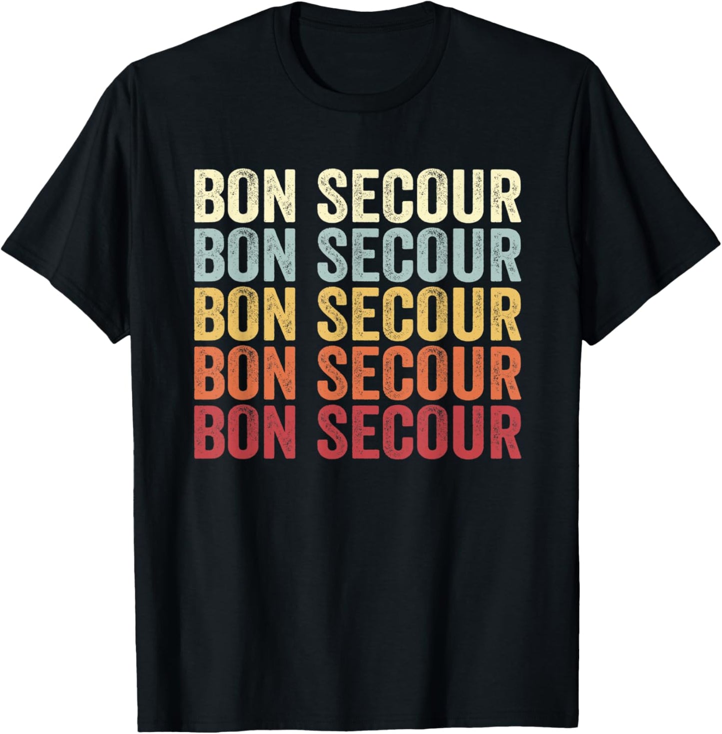 Bon Secour Alabama Bon Secour AL Retro Vintage Text T-Shirt - T-Shirt | Black
