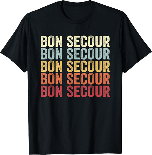 Bon Secour Alabama Bon Secour AL Retro Vintage Text T-Shirt - T-Shirt | Black