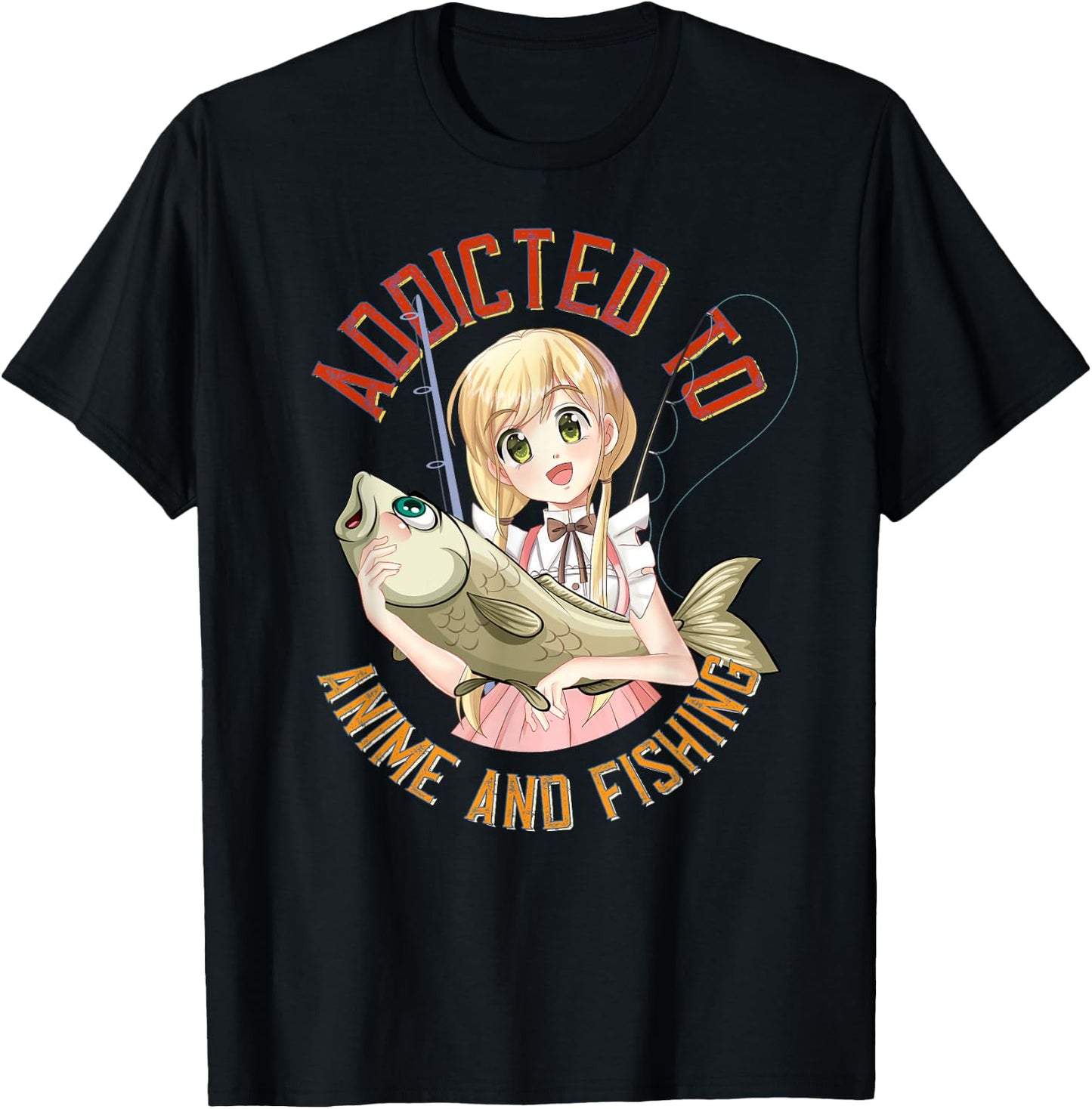 Lucky Fishing Gear for Fishermans and Anime Manga Lovers T-Shirt - T-Shirt | Black
