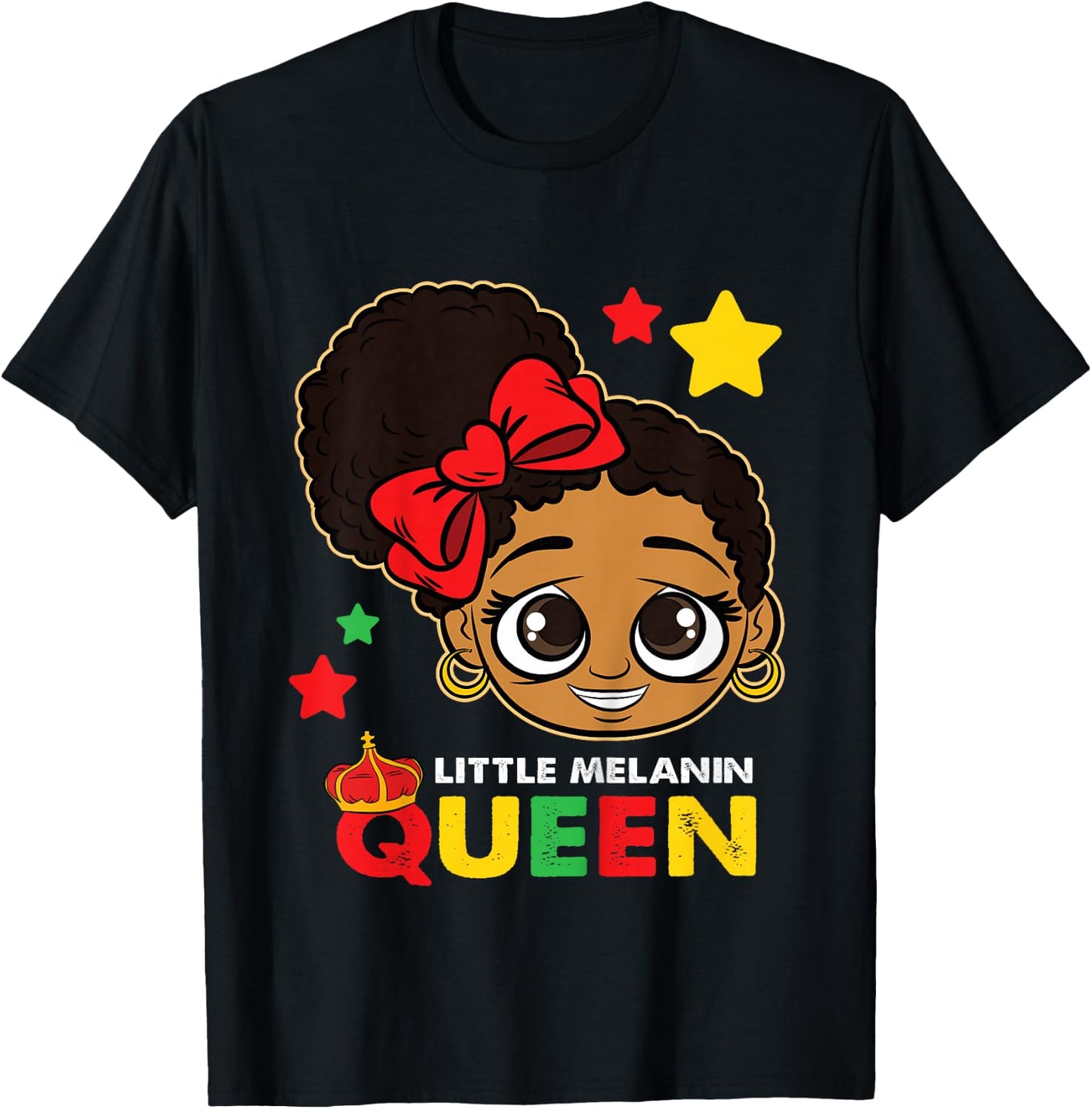 Kids Little Melanin Queen Black History Month BLM African Girls T-Shirt - T-Shirt | Black