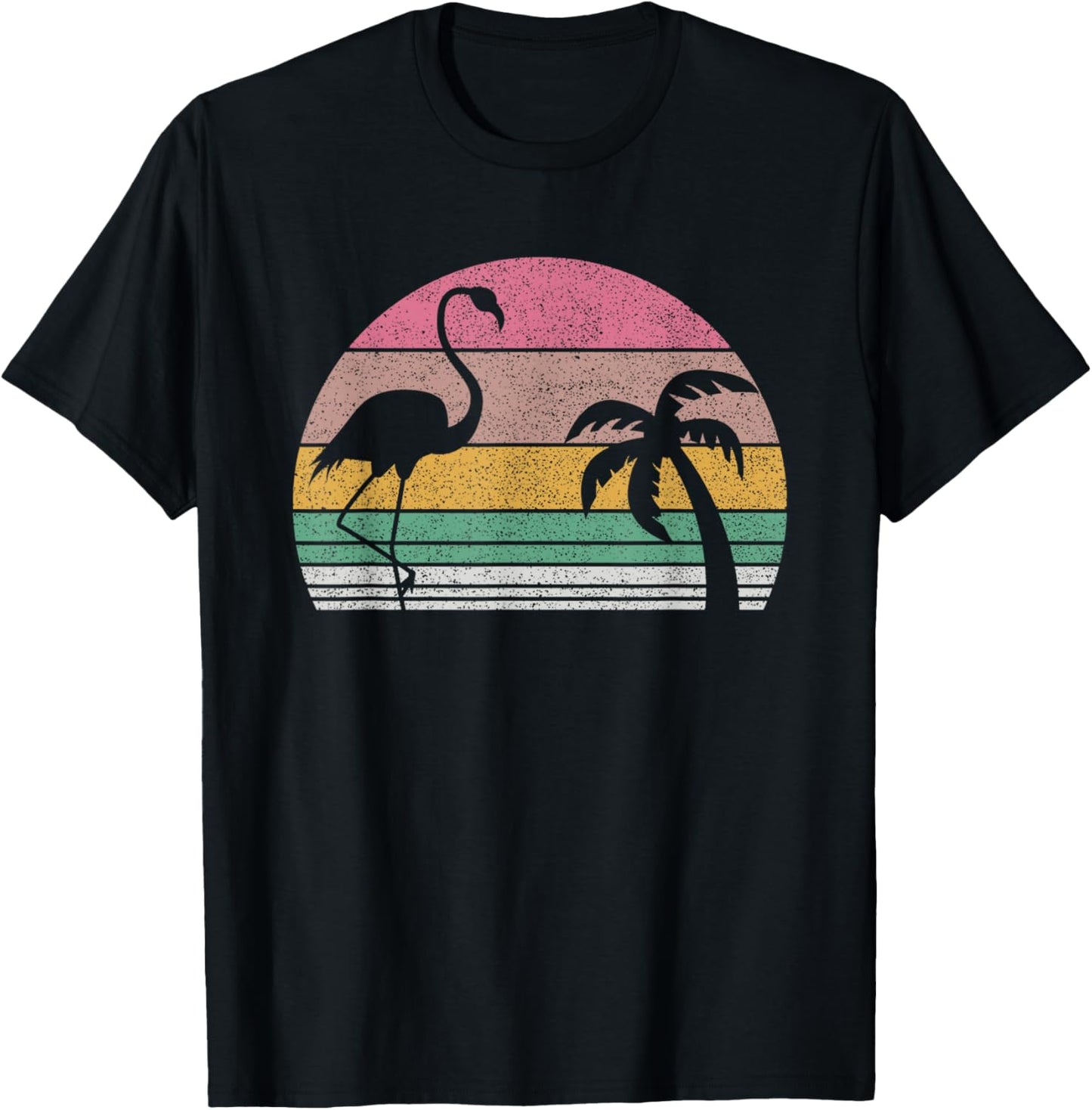 Vintage Retro Pink Flamingo 80s Miami T-Shirt - T-Shirt | Black