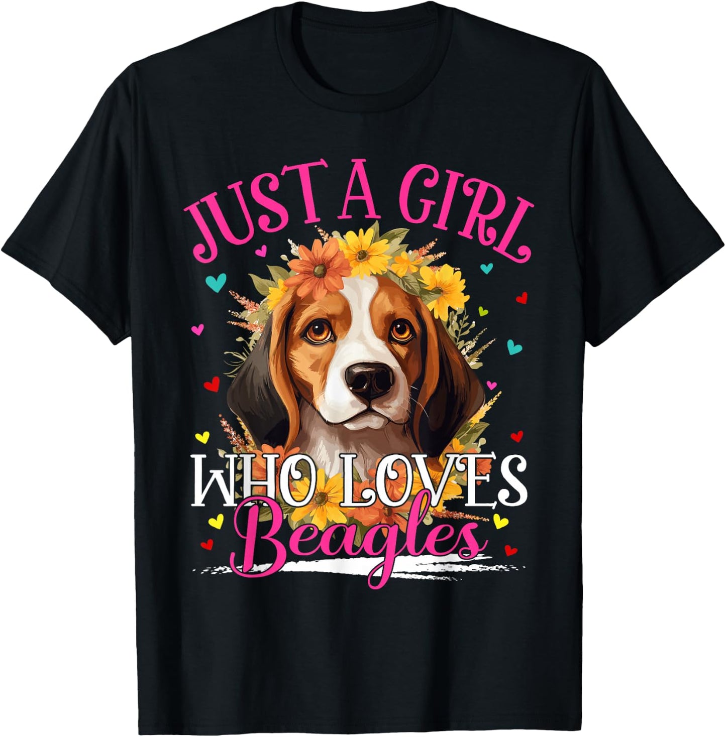 Just A Girl Who Loves Beagles Dog Girls T-Shirt - T-Shirt | Black