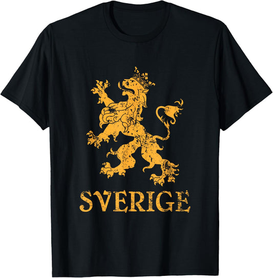 Sverige Sweden Lion Symbol Swedish Pride T-Shirt - T-Shirt | Black