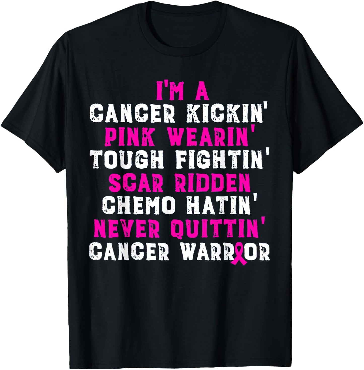 I'm Cancer Kickin Pink Wearing Tough Fighting T-Shirt - T-Shirt | Black