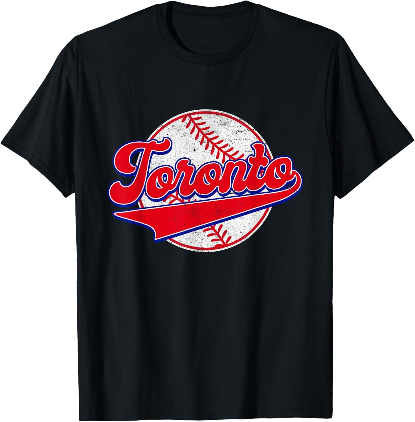 Toronto Cityscape Vintage Baseball Men Women Kids T-Shirt - T-Shirt | Black