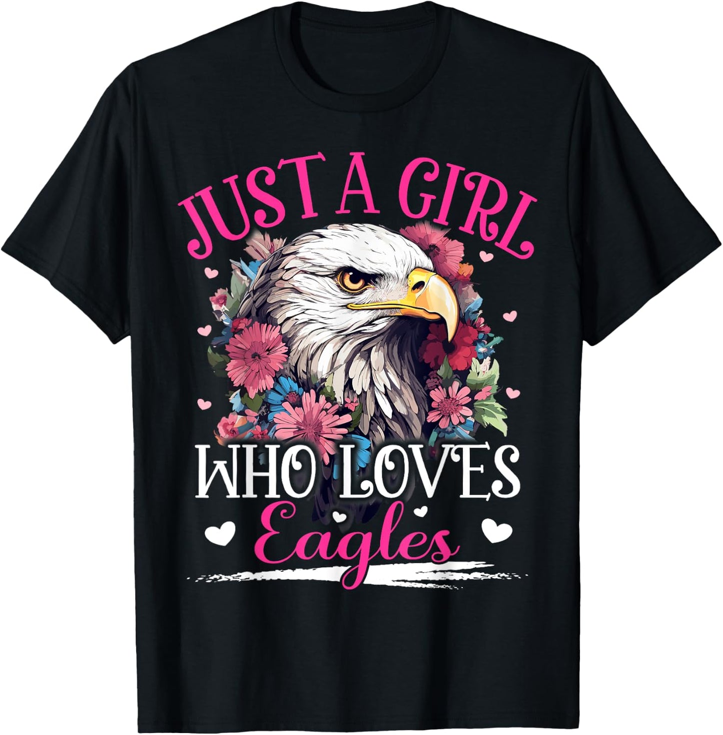 Just A Girl Who Loves Eagle Bird Girls T-Shirt - T-Shirt | Black