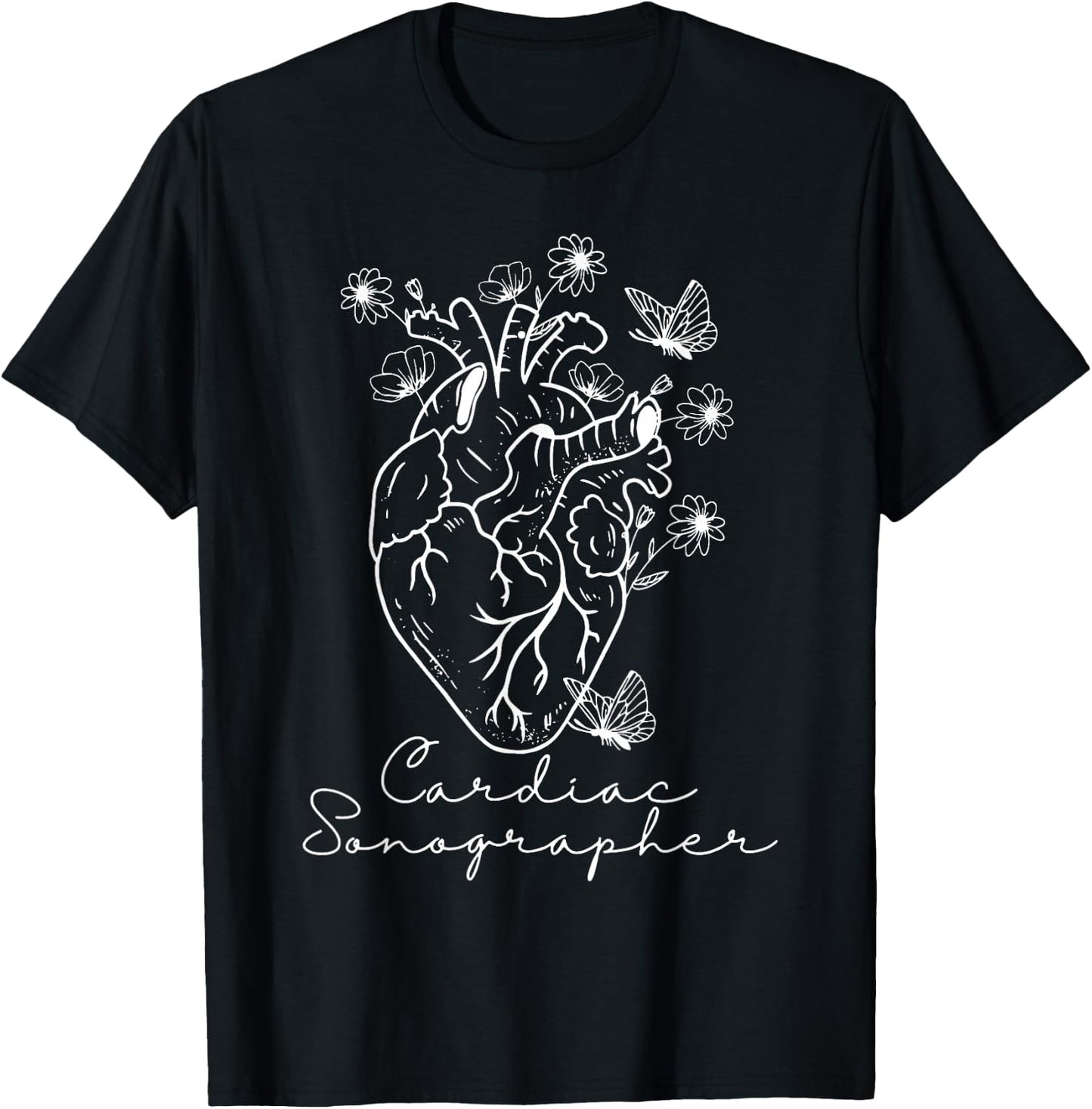 Anatomical Heart Cardiac Sonographer RDCS Echocardiographer T-Shirt - T-Shirt | Black