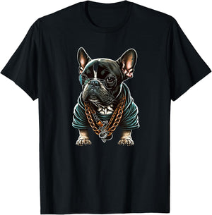 Funny French Bulldog Frenchie Rap hip hop R&B T-Shirt - T-Shirt | Black