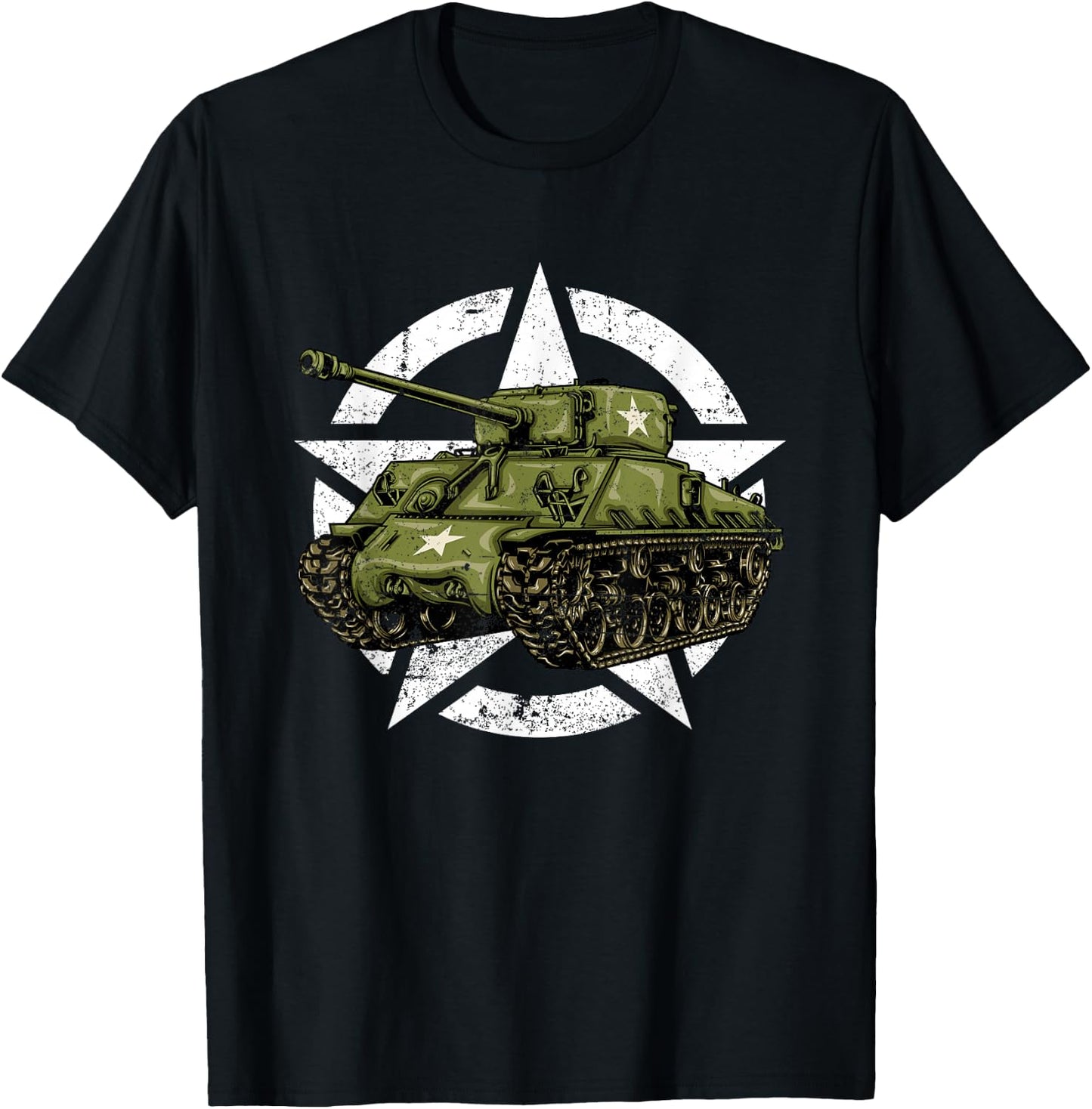 Sherman M4 World War 2 Army Tank Vintage Tank a Military Boy T-Shirt - T-Shirt | Black
