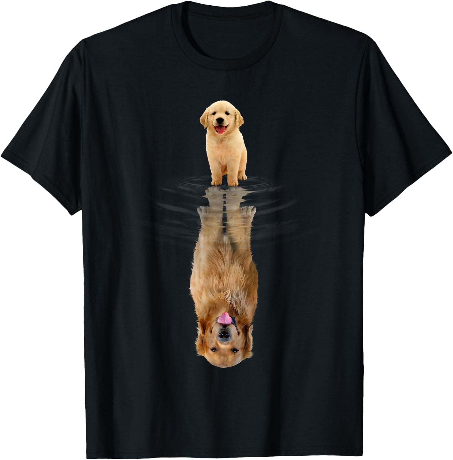 Golden Retriever Puppy Dad Reflection Graphic T-Shirt - T-Shirt | Black