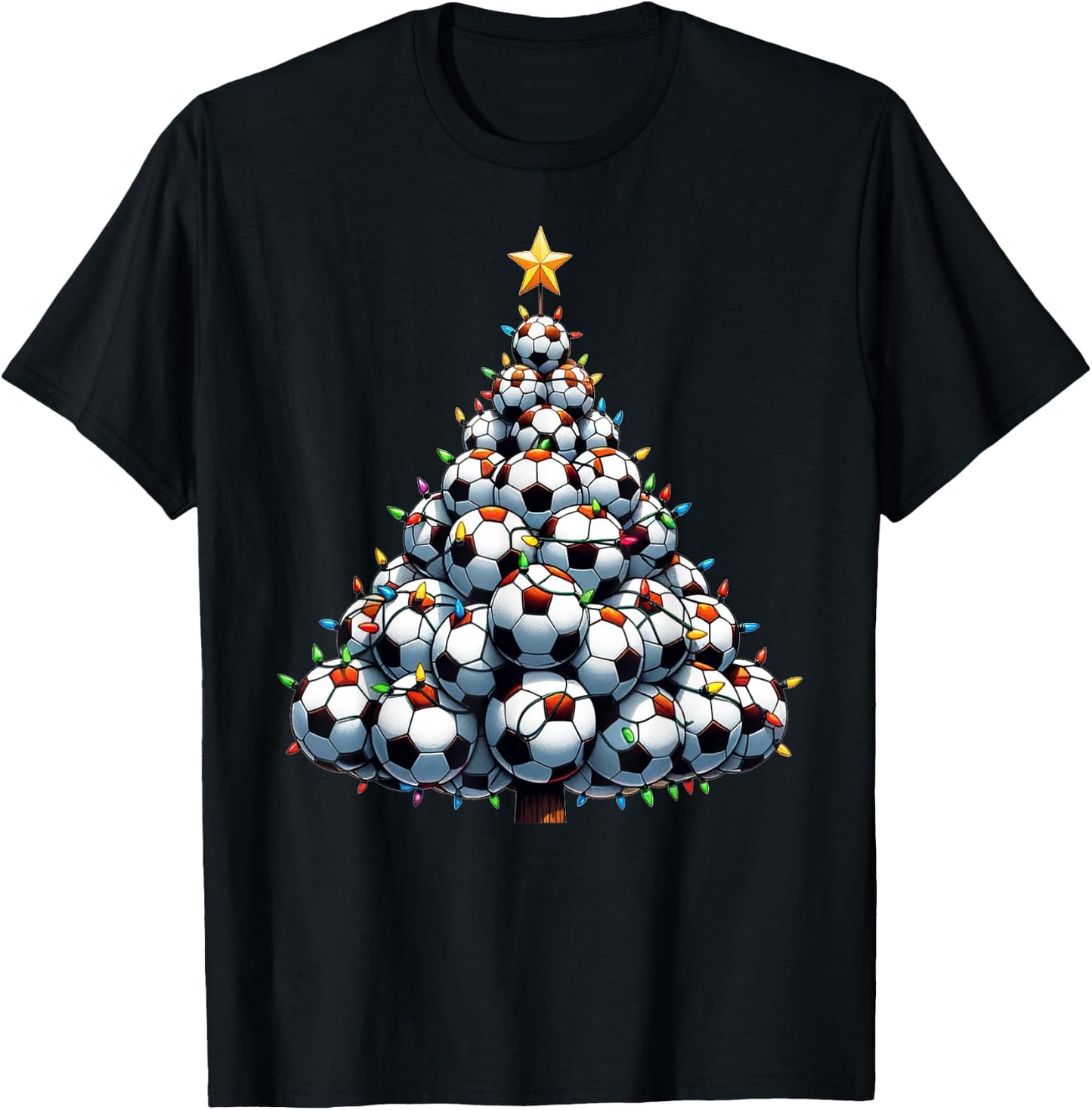 Santa Christmas Soccer Tree Boys Football Soccer T-Shirt - T-Shirt | Black