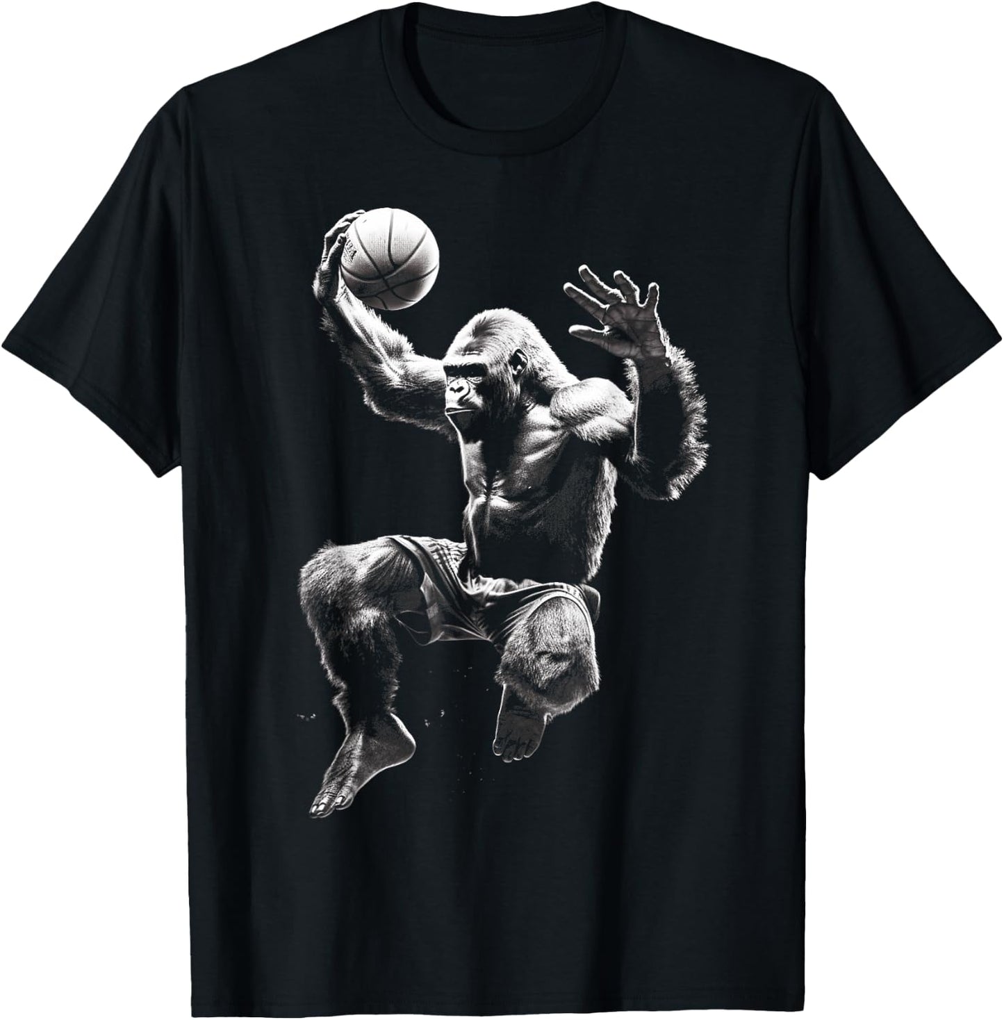 Gorilla Playing Basketball Funny Gorilla Basketball Player T-Shirt - T-Shirt | Black