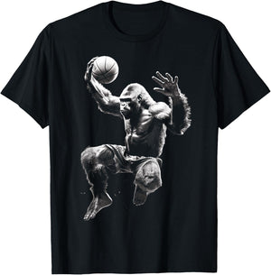 Gorilla Playing Basketball Funny Gorilla Basketball Player T-Shirt - T-Shirt | Black