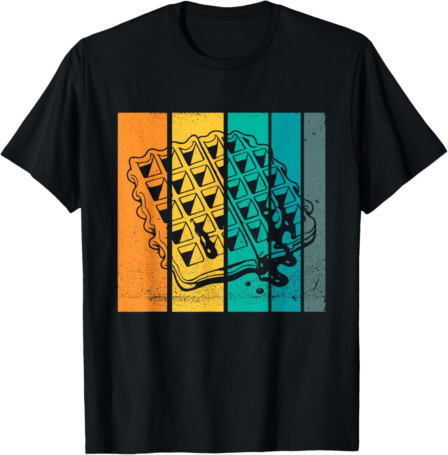 Waffle Design Artsy Vintage Waffle Lover T-Shirt - T-Shirt | Black