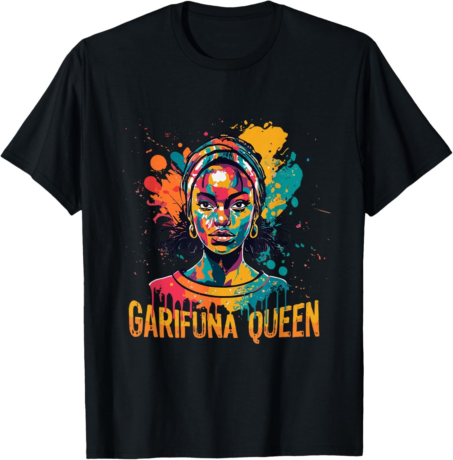 Garifuna Queen Design for Honduras Caribbean Afro Girl Women T-Shirt - T-Shirt | Black