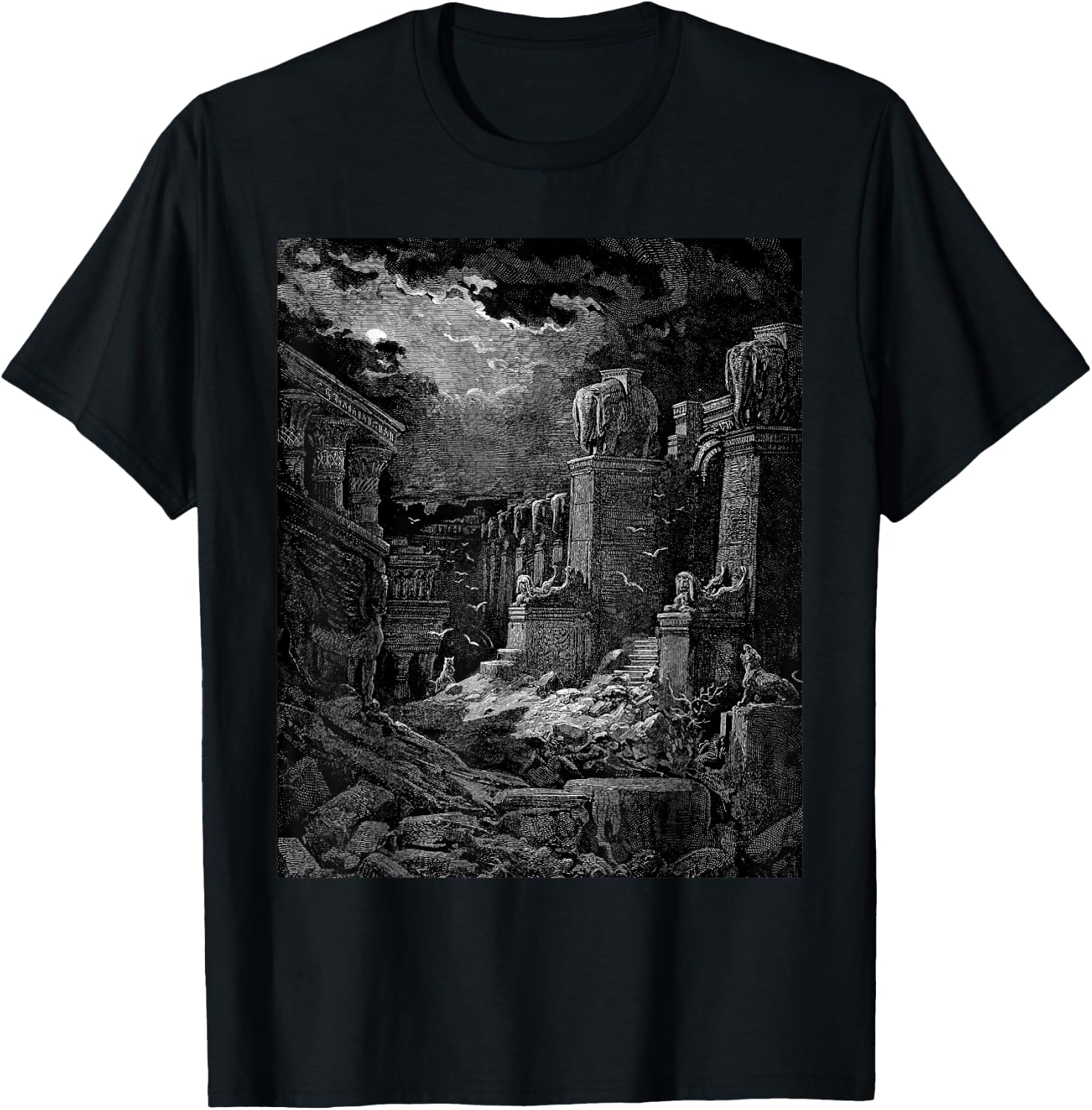 Babylon Fallen Gustave Dore Biblical Art T-Shirt - T-Shirt | Black