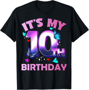 Butterflies - Girls and Boys - It´s My 10th Birthday T-Shirt - T-Shirt | Black