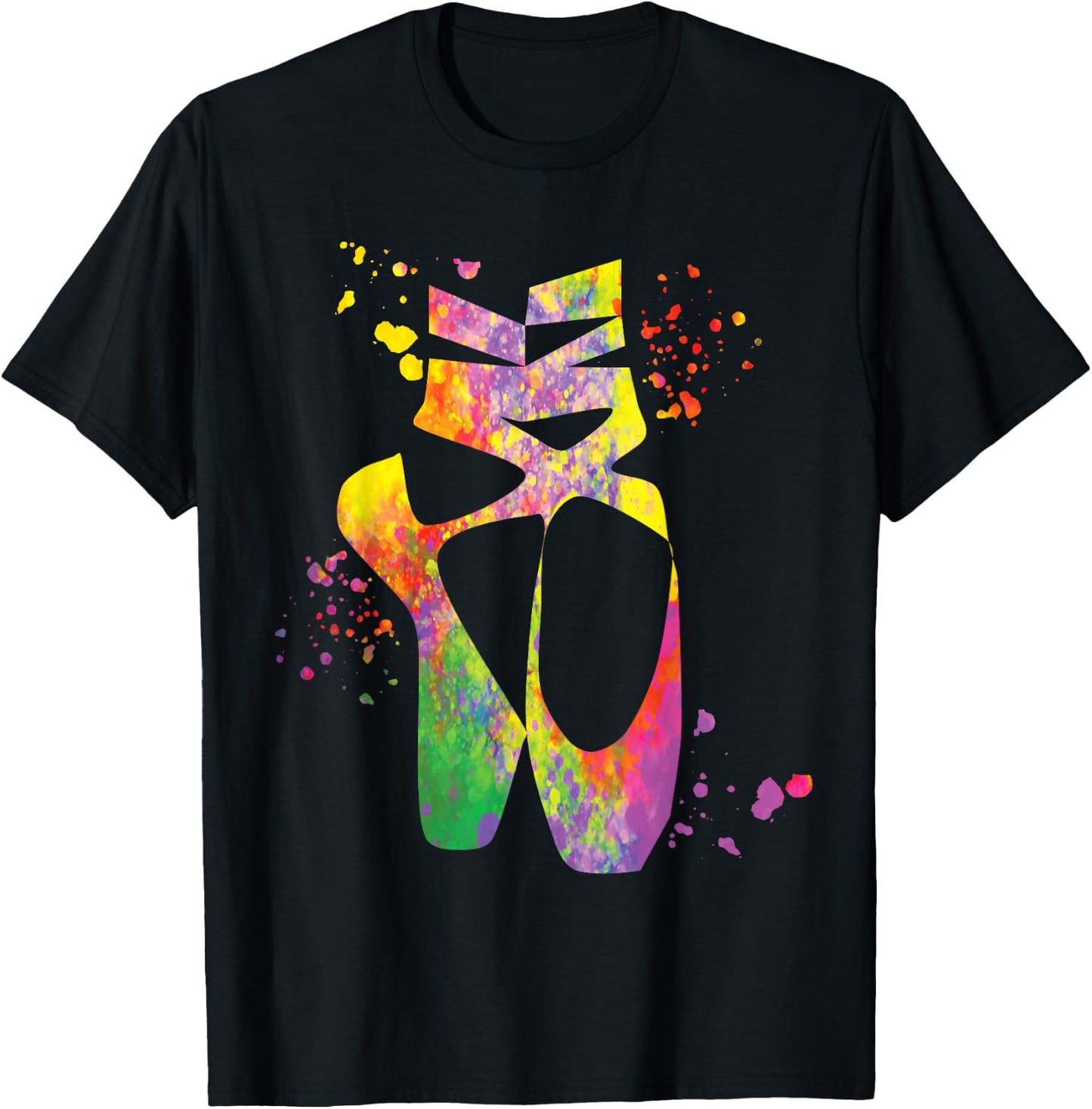 Ballet Shoes Dancer Colorsplash Woman Ballerina T-Shirt - T-Shirt | Black