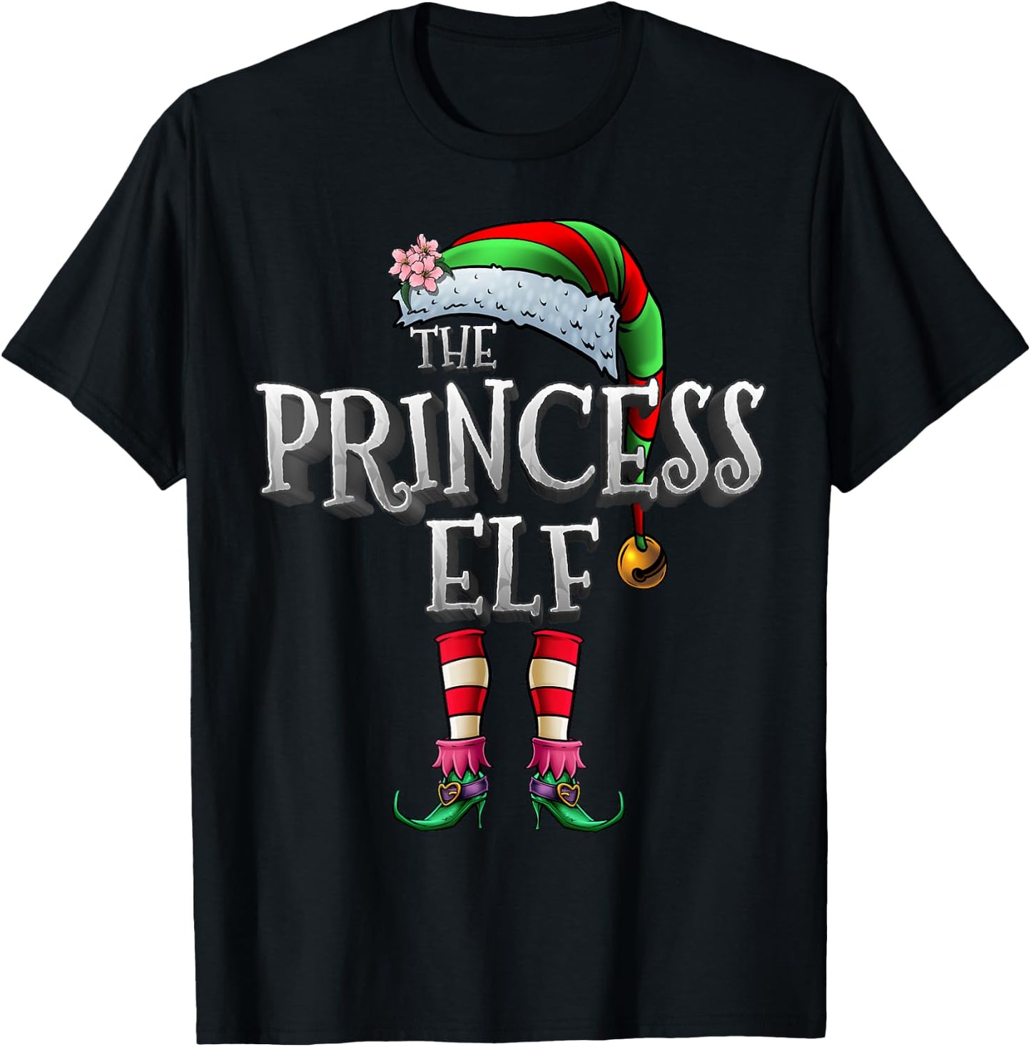 The Princess Elf Shirt Matching Family Funny Christmas Elf T-Shirt - T-Shirt | Black