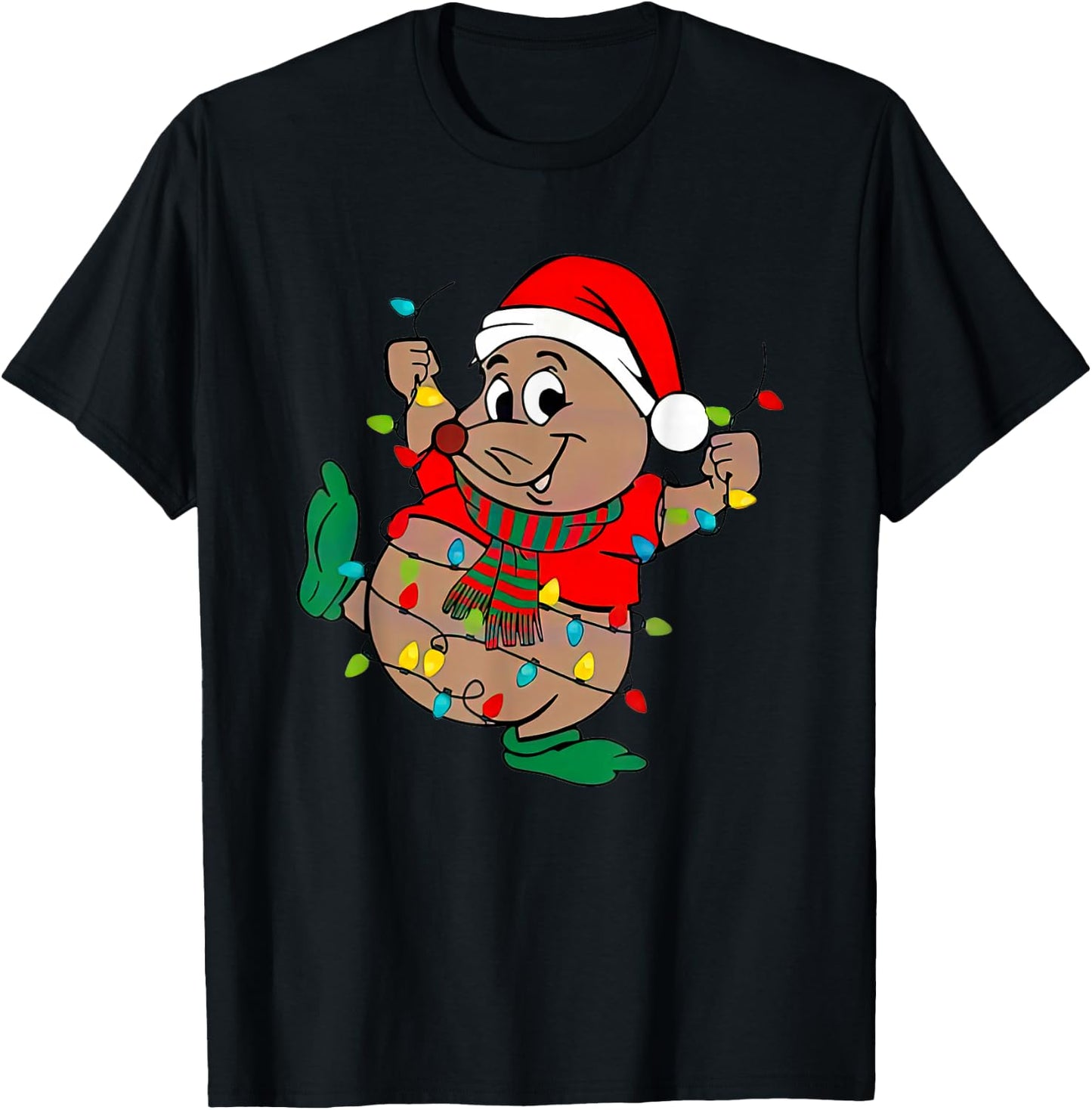 Cute Santa Gus Christmas Lights T-Shirt - T-Shirt | Black