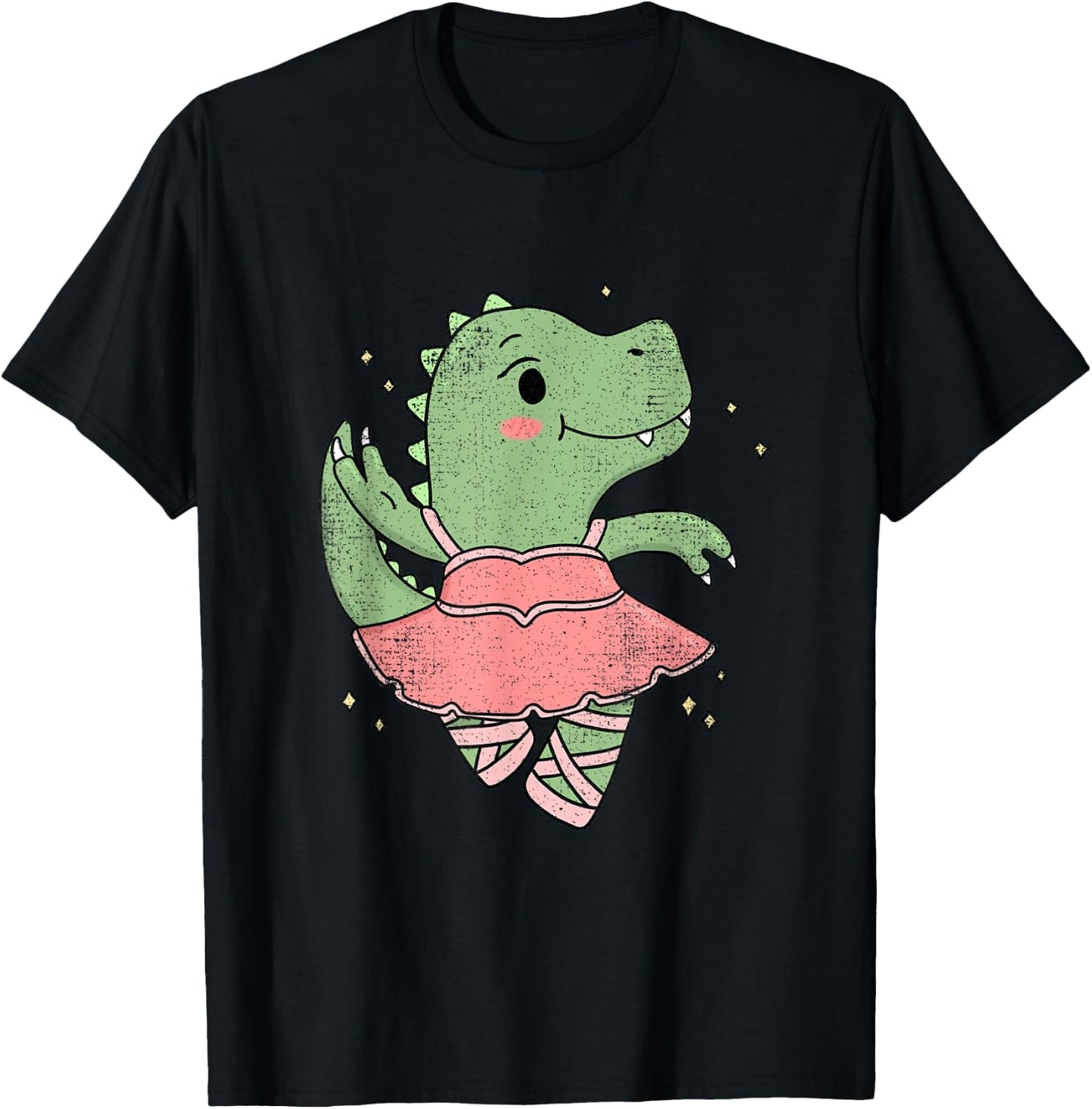 Dancing T-Rex Dinosaur Ballerina for Ballet Dancer Vintage T-Shirt - T-Shirt | Black