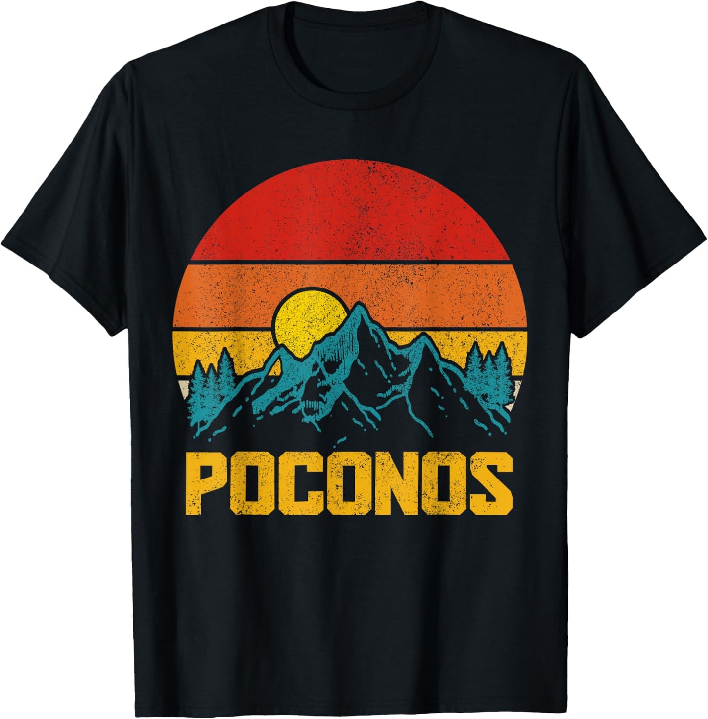Pocono Mountains Poconos Pennsylvania Hiking Vintage T-Shirt - T-Shirt | Black