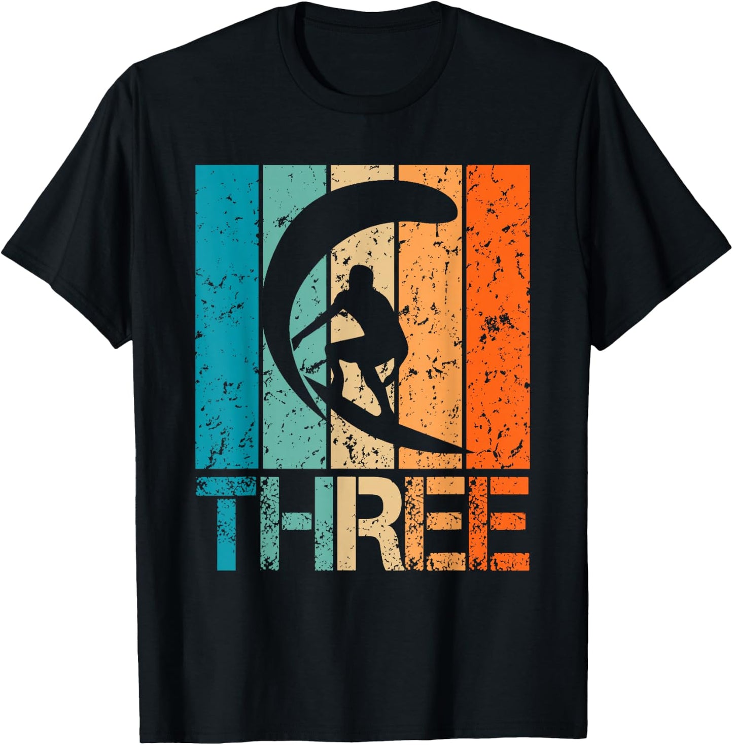 3rd Surfing Birthday 3 Year Old 3yr Boy Girl Birthday Surfer T-Shirt - T-Shirt | Black