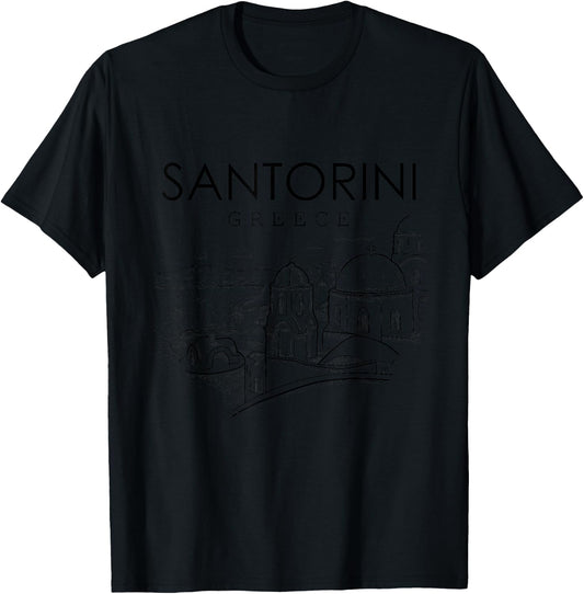 Santorini Greece Beach Graphic | Ellada Greek Family T-Shirt - T-Shirt | Black