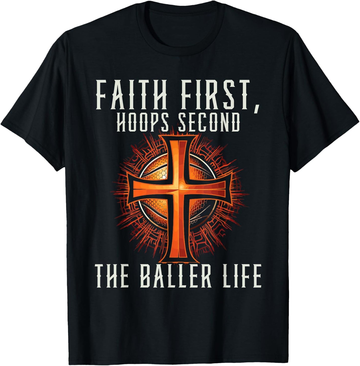 Basketball And Jesus Christ Christian Believer Hooper T-Shirt - T-Shirt | Black
