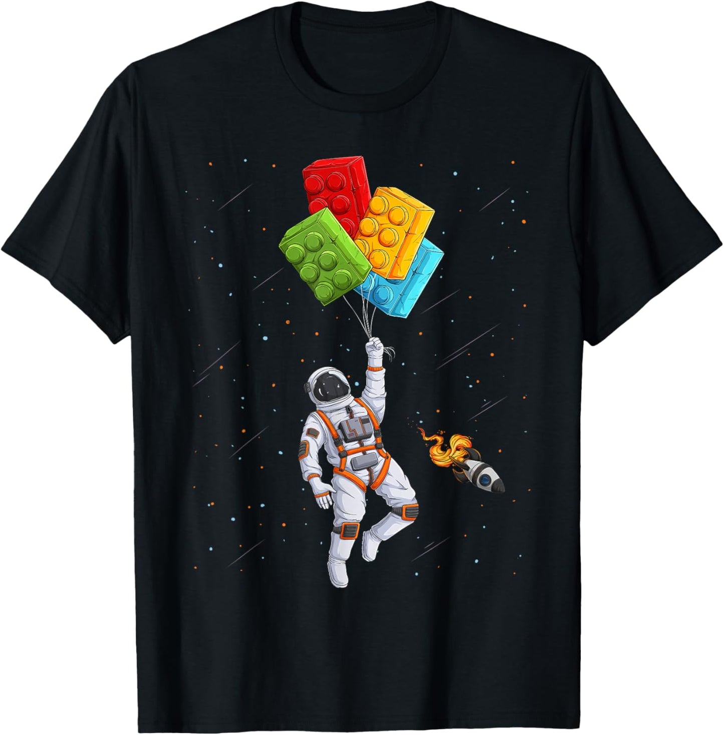 Space Astronaut Master Builder Funny Building Blocks Bricks T-Shirt - T-Shirt | Black