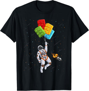 Space Astronaut Master Builder Funny Building Blocks Bricks T-Shirt - T-Shirt | Black