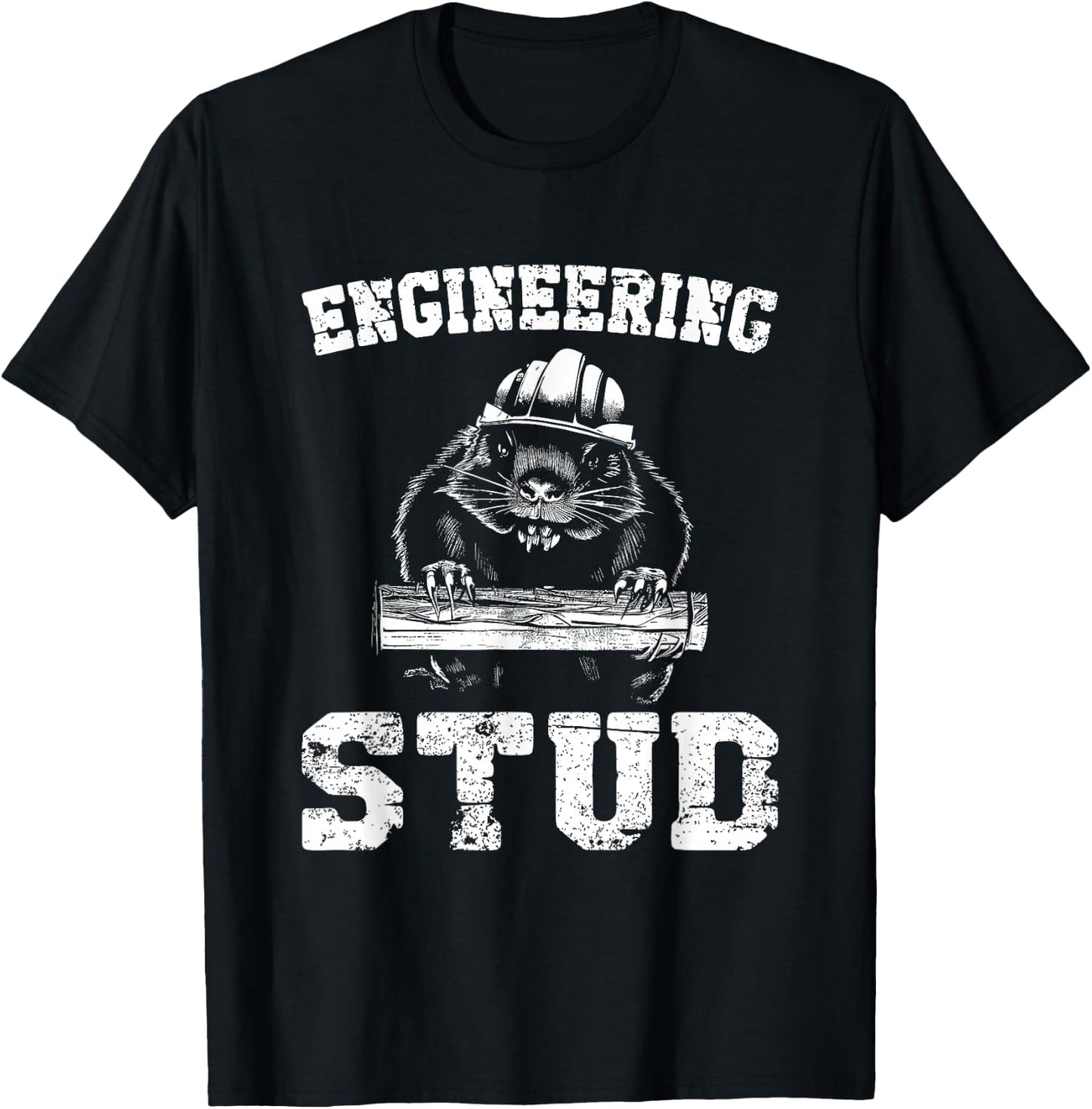 Engineering Stud Beaver - Funny Vintage Engineer Student T-Shirt - T-Shirt | Black
