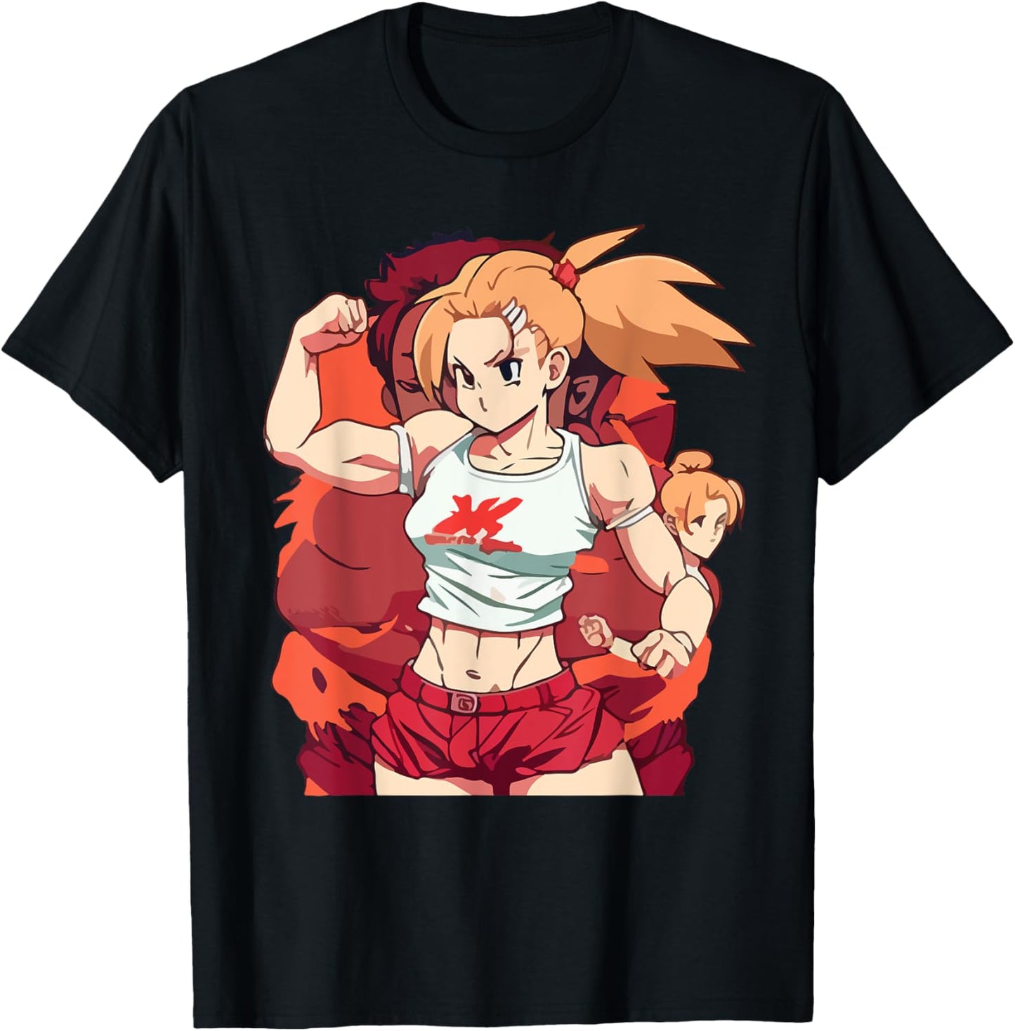 Anime Girl Fighter | Anime Gym Cute T-Shirt - T-Shirt | Black