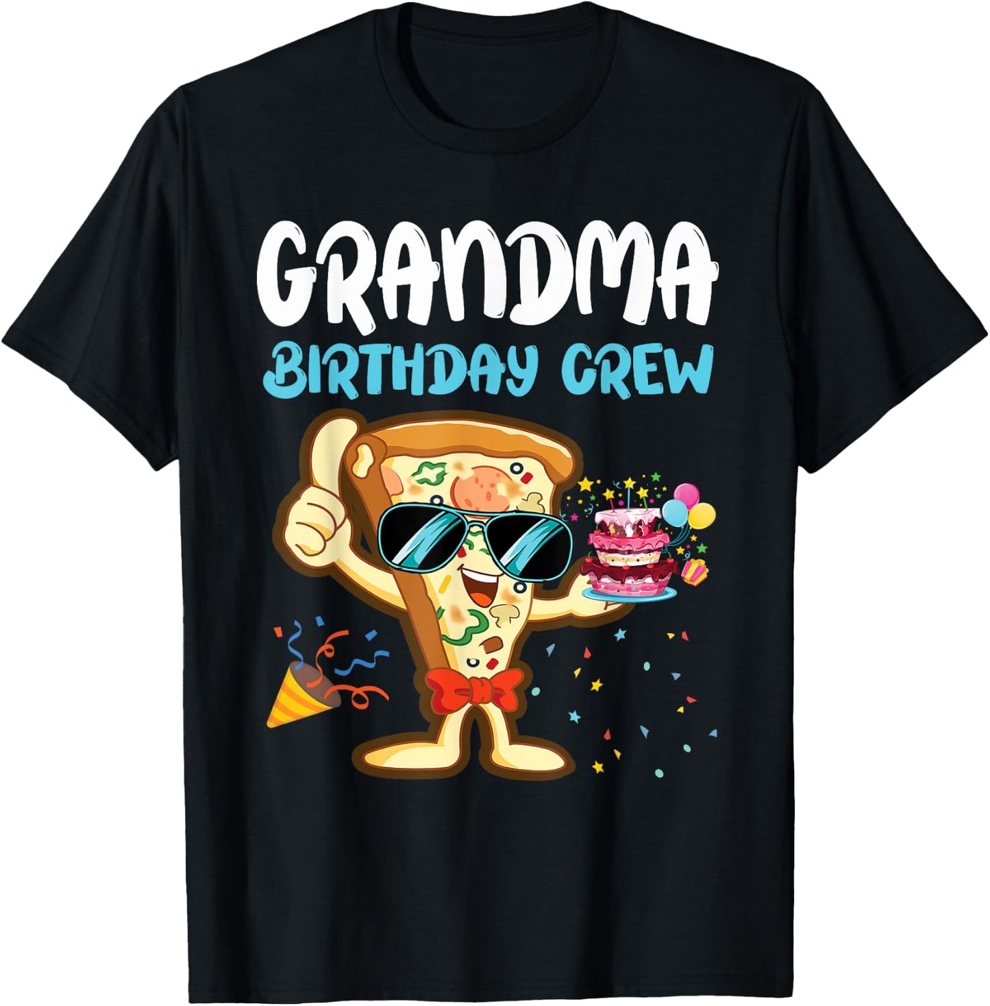 Grandma Birthday Crew Pizza Lover Party Boys Kid Girls Theme T-Shirt - T-Shirt | Black