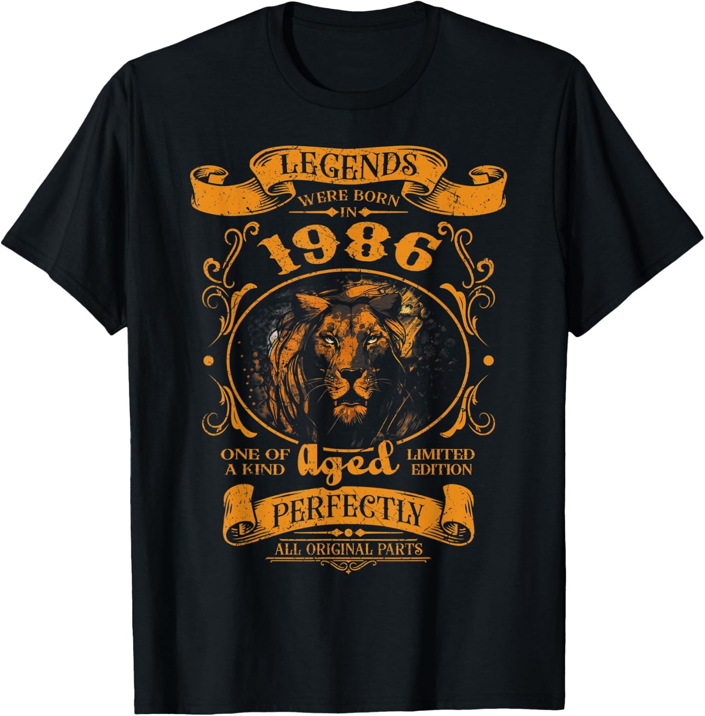 Legends were born in 1986 37th birthday lion lovers gift T-Shirt - T-Shirt | Black
