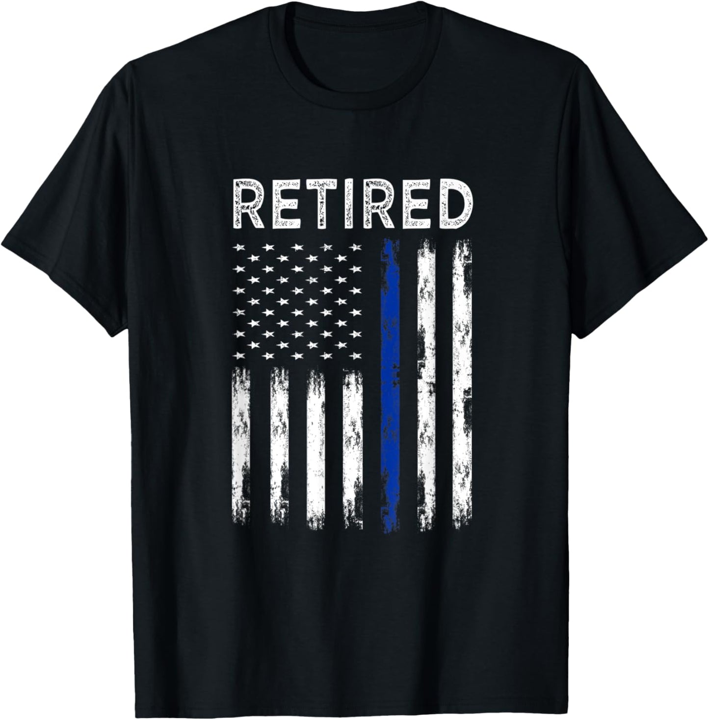 Retired Police officer with American Flag T-Shirt - T-Shirt | Black