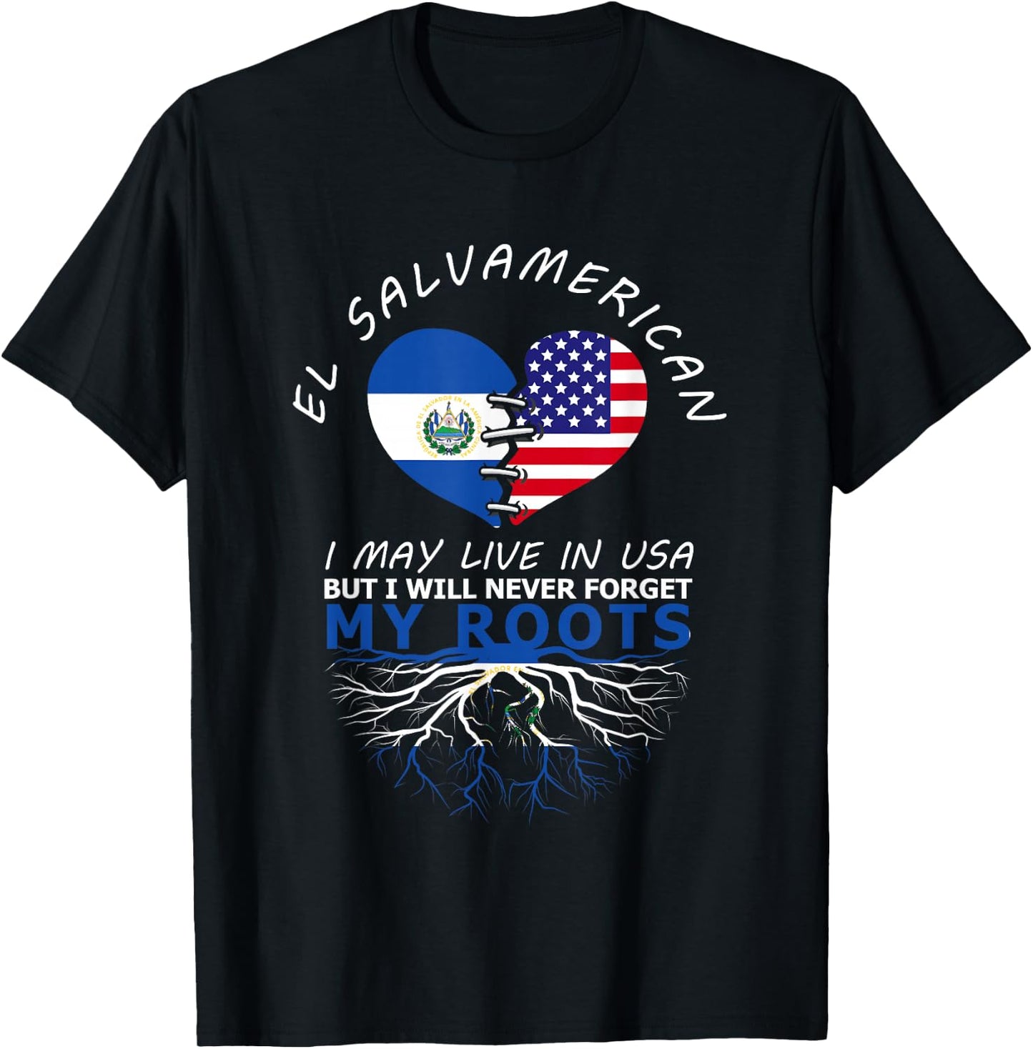 El Salvador USA Proud of Both Countries El Salvamerican T-Shirt - T-Shirt | Black