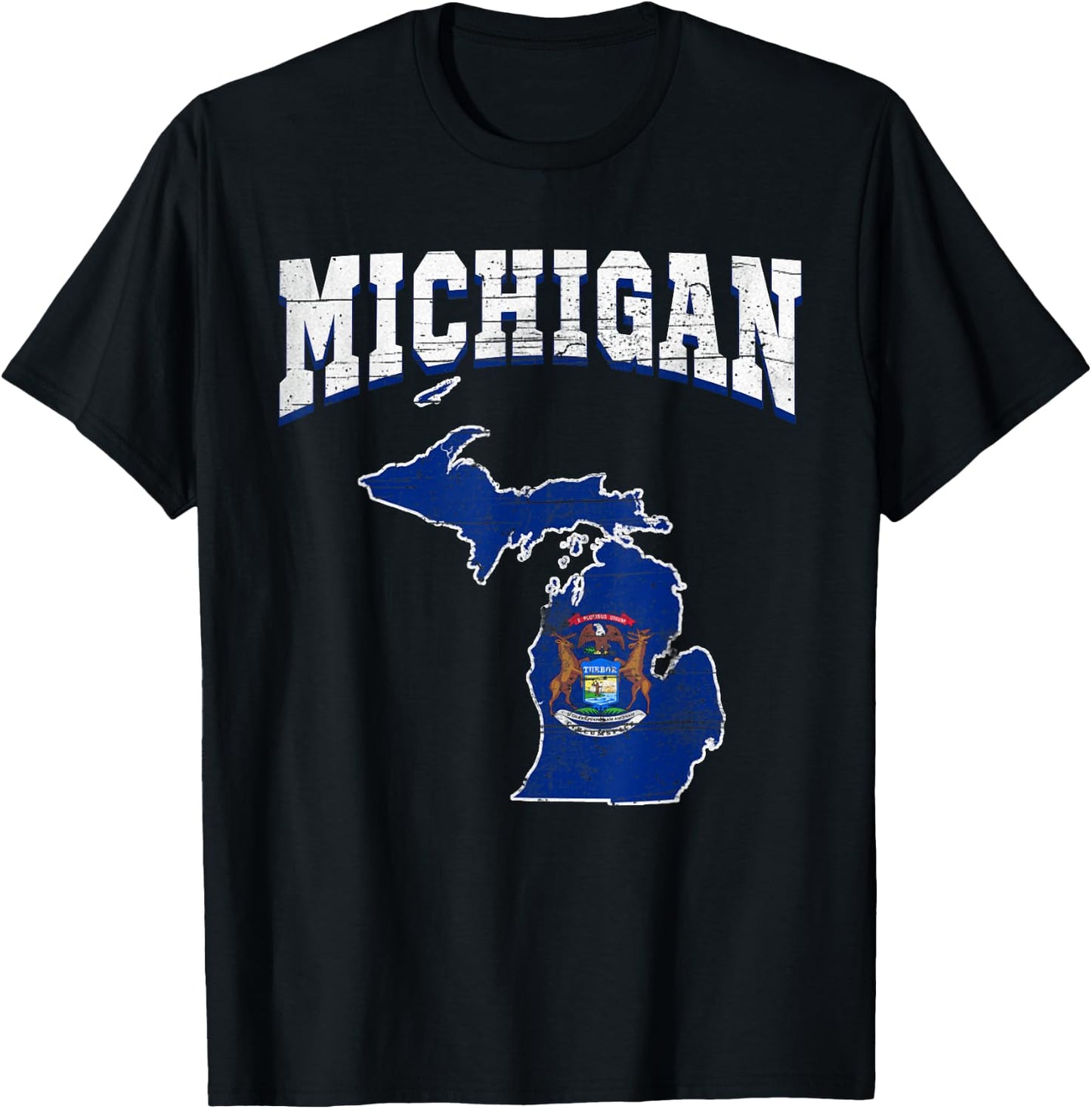 US Citizen Proud America State Flag Land Map Michigan T-Shirt - T-Shirt | Black