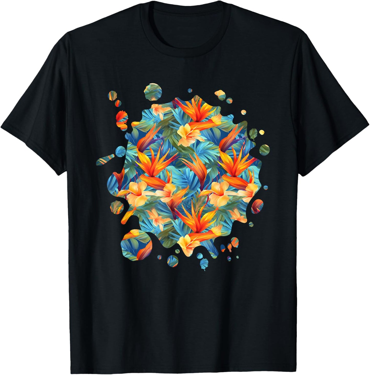 Cute Bird of Paradise Inspired Flower Plant Lover Gardener T-Shirt - T-Shirt | Black