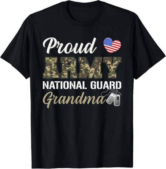 Proud Army National Guard Grandma Military Pride Costume T-Shirt - T-Shirt | Black