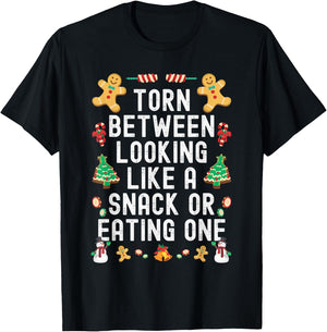 Torn Between Looking Like A Snack And Eating One Xmas Tree T-Shirt - T-Shirt | Black
